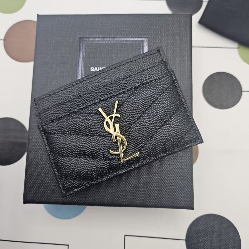 Saint Laurent Quilted Card Case with Iconic Logo